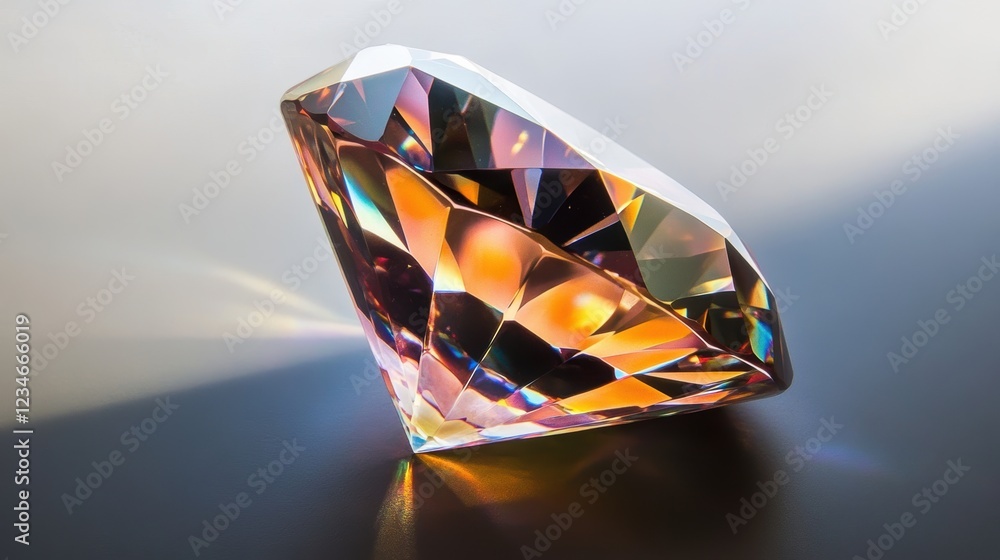 Aufkleber rotating diamond in caustic light patterns high-fidelity macro abstract composition