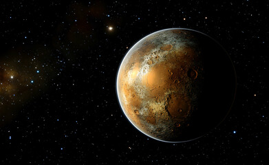 Obraz premium Cosmic Planet: A Celestial View of a Martian-like Exoplanet