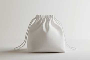 White drawstring bag on plain background
