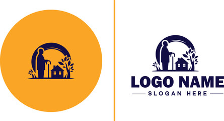 Retirement Community icon Senior living community Retirement village Senior community flat logo sign symbol editable vector