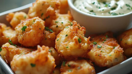 Fototapeta premium Fried Cheese Bites with Dipping Sauce