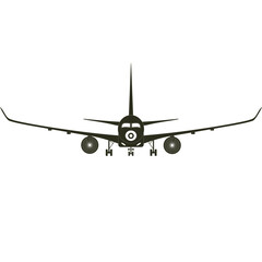 
vector image of a passenger jet with two engines and landing gear extended