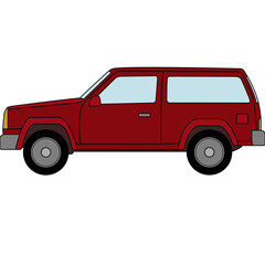 Red retro SUV , named layers for quick color changes