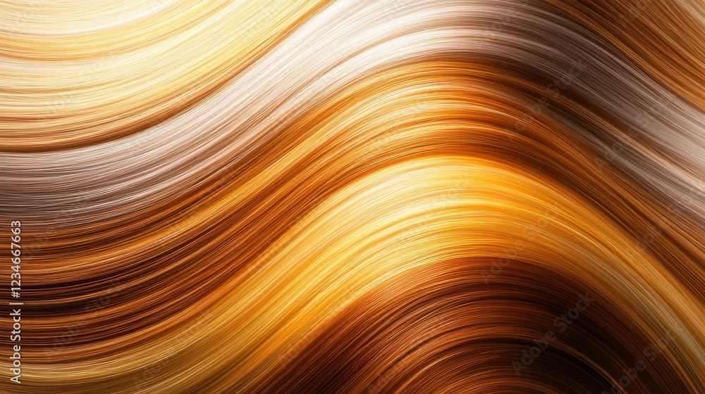 Poster smooth golden lines are flowing and creating abstract waves, forming a visually appealing background