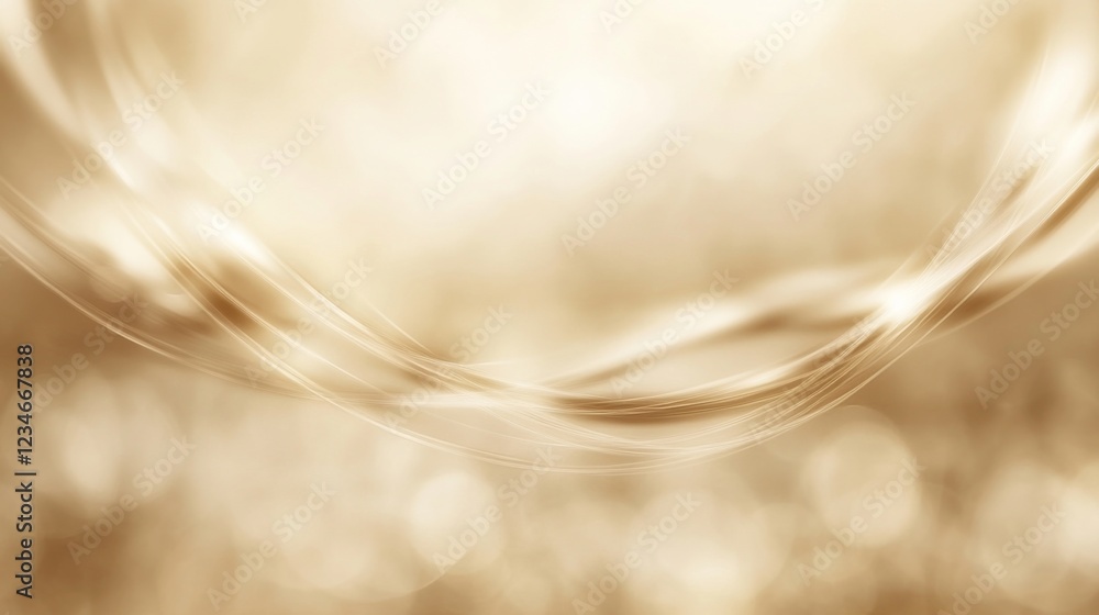 Poster abstract gold wave background with bokeh.