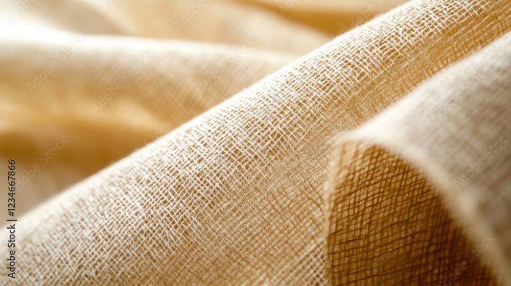 Poster beige woven textile displaying intricate surface texture, generating organic abstract patterns suita