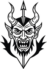Creative Demonic Face isolated vector, Demonic Face silhouette vector illustration, Demonic Face line art vector