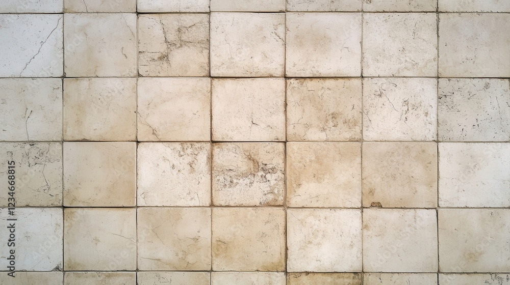 Poster neutral beige square tiles creating geometric grid pattern, displaying subtle tonal variations provi