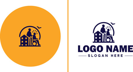 Retirement Community icon Senior living community Retirement village Senior community flat logo sign symbol editable vector