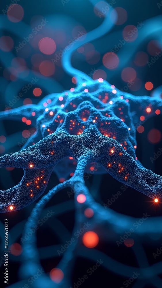 Aufkleber a microscopic structure with a long, thin body and branching extensions, transmitting signals in the