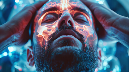 Neural scan visualization of man’s brain
