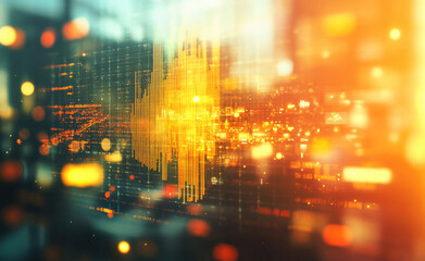 Obraz premium Colorful Financial Stock Market Graph with Bokeh Lights Reflection
