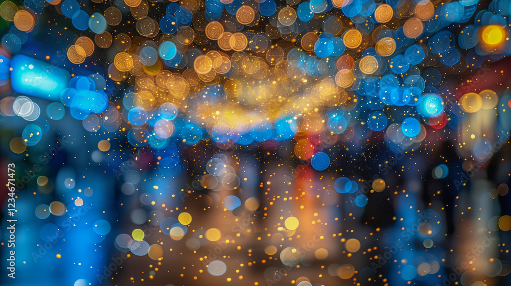 Poster vibrant bokeh lights creating a magical festive atmosphere..