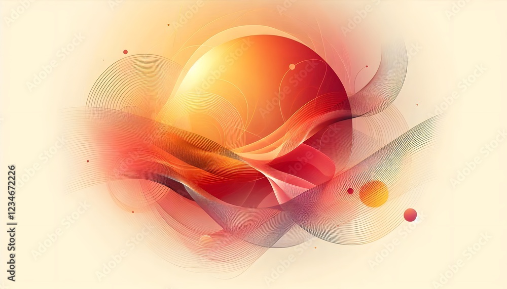 Poster a soft and elegant geometric background with fluid overlapping circles and thin intersecting lines.t