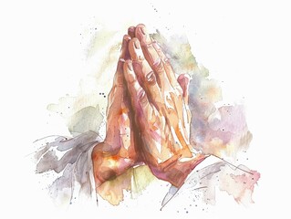 Clipart of Jesus hands clasped in prayer watercolor style