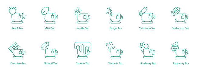 Herbal and Nutty Tea Vector Icons: Warm and Comforting Infusions