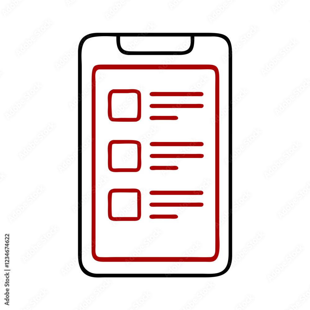 Poster mobile app icon on smartphone displaying interface and user interaction in simple design