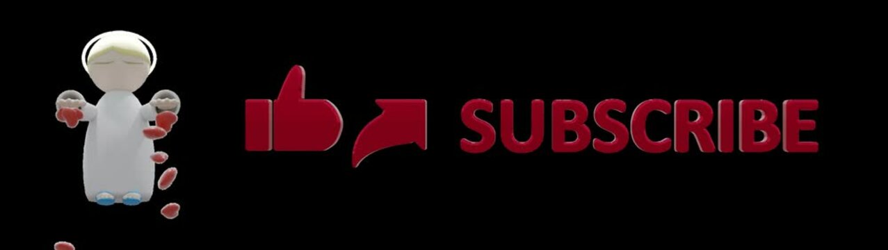 like share subscribe button with angel and hearts