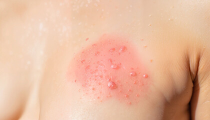 Fototapeta premium Close-up of irritated allergic rash on skin, discomfort and identification