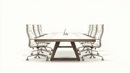 Fototapeta premium Modern conference room with long table and chairs.