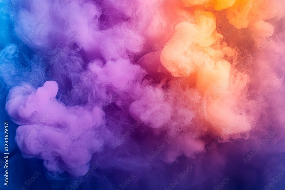 Poster colorful vapor swirls create a mesmerizing abstract display of purple, orange, and blue tones in a d