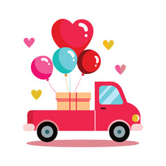  valentine truck with balloons