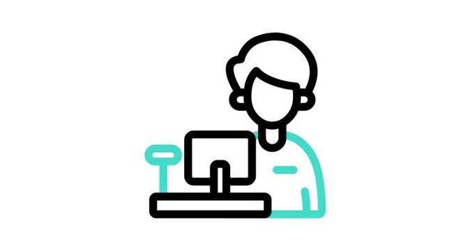 computer, icon, illustration, vector, cartoon, business, symbol, sign, printer, print, button, office, technology, worker, icons, boy, people