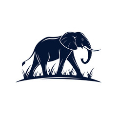 Fototapeta premium elephant silhouette vector line art logo design