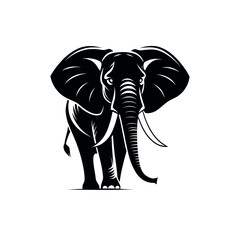 elephant silhouette vector line art logo design