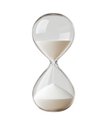 Classic Hourglass with White Sand in Motion Isolated On Transparent Background, ideal for time related designs, vintage themes and symbolic representations of time