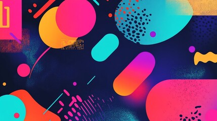 Fototapeta premium Vibrant abstract background with geometric shapes and playful color transitions