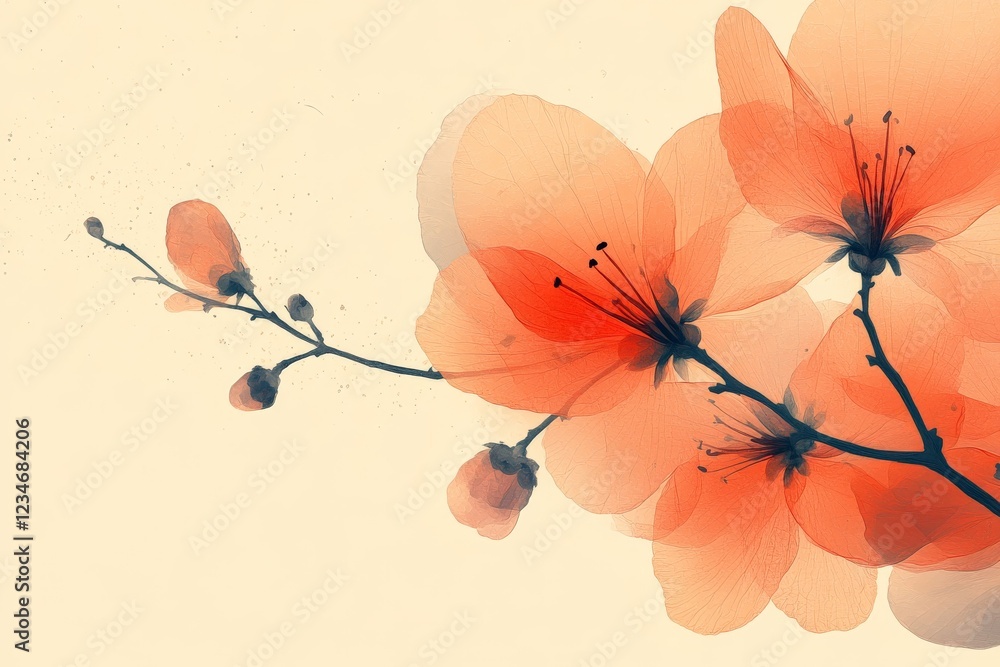 Poster beautiful blossoms display soft colors against a gentle background in a tranquil composition
