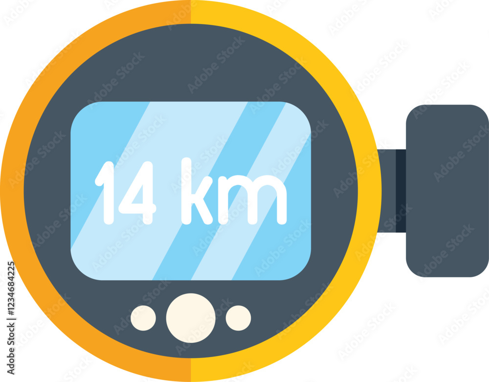 Poster modern digital diving computer showing depth in meters, an essential tool for scuba diving and under