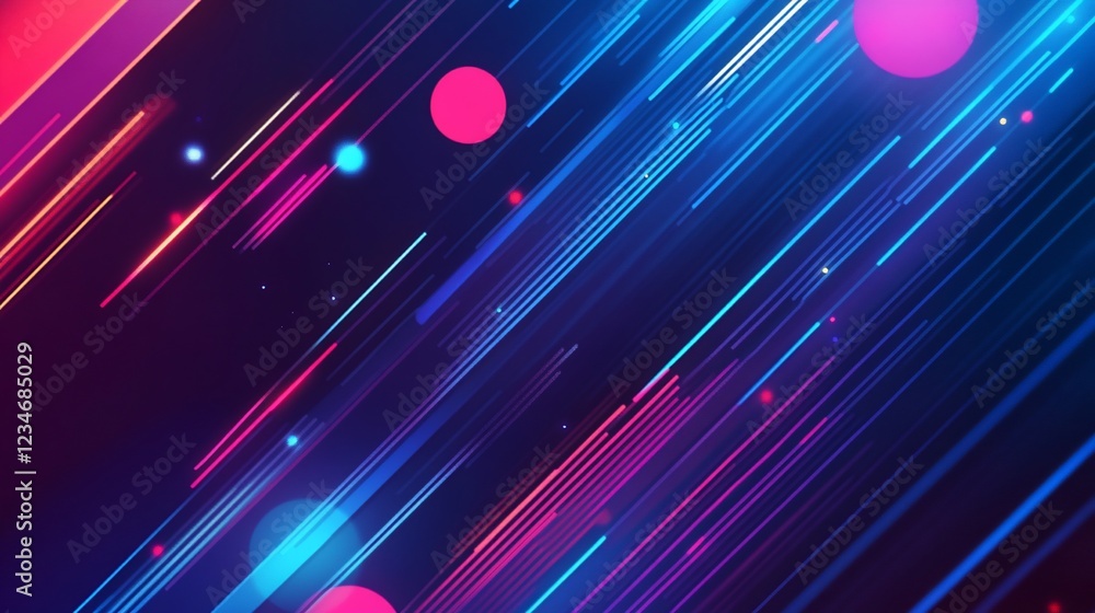 Poster abstract background with dynamic lines and circles in vibrant colors for modern designs