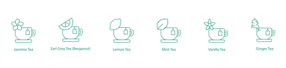 Citrus and Herbal Tea Types - Vector Icons