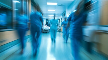 Urgent medical response  doctors and nurses in action at a hospital emergency room