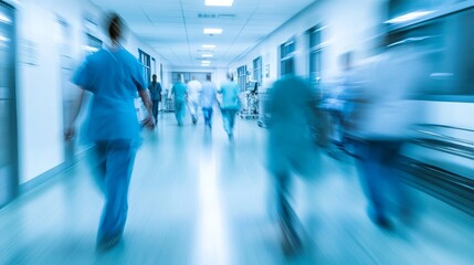 Urgent medical response  healthcare professionals swiftly mobilizing in hospital emergency room