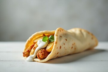 Savory Chicken Wrap with Potatoes and Creamy Sauce, a Delicious and Appealing Culinary Delight