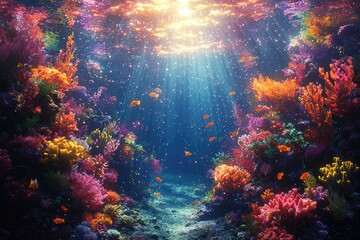 Vibrant Coral Reef Ecosystem Underwater Scene