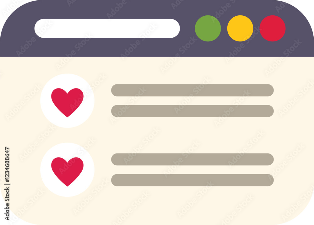 Poster simple website window is showing a customer satisfaction rating with hearts