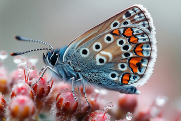 butterfly moth sits on flowers macro photography