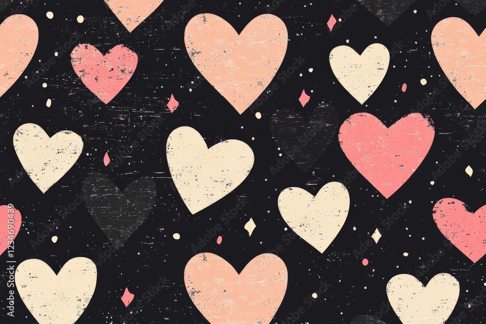 Aufkleber Colorful heart pattern on a dark background creates a playful and romantic design suitable for various occasions and celebrations
