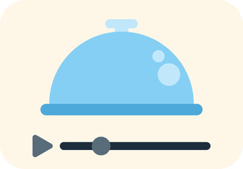 Video player is showing a restaurant cloche, representing the concept of an online cooking course
