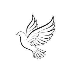 dove silhouette vector line art logo design