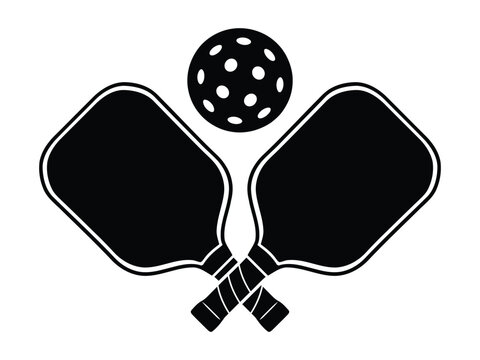 Silhouettes of Pickleball Racket, paddel, bat and Balls for Outdoor and Indoor Game