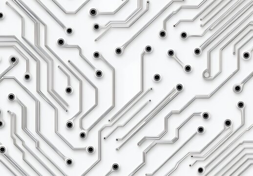 Abstract Gray Circuit Board Pattern on White Background