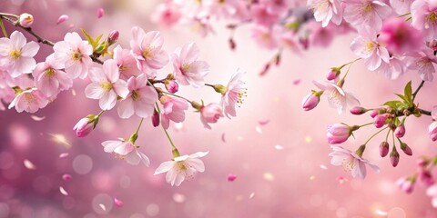 delicate cherry blossoms falling from a tender pink background,nature's beauty