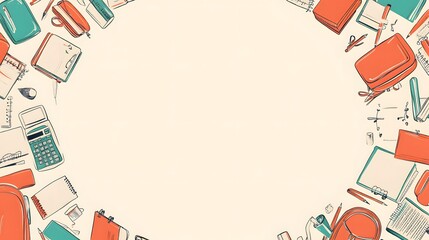 Creative Workspace Background with Office Supplies and Notebooks