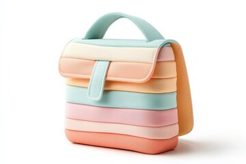 Colorful handbag made of soft material designed in layered pastel shades suitable for casual outings or special events
