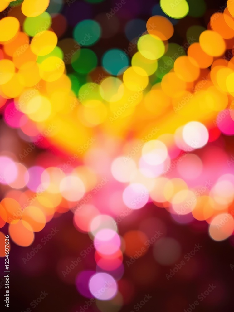 Wall mural abstract and mesmerizing bokeh light background in a vibrant array of colors, vivid, festive, design